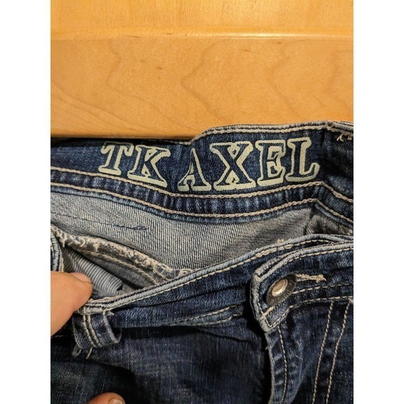 TK AXEL Mens Jeans Size 36X32 Actual 38x30 Slim‎ Fit Boot Cut Light Wash Blue - Picture 5 of 7